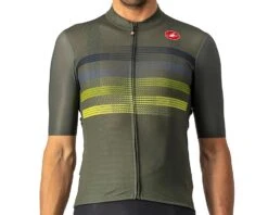 Castelli Endurance Pro Short Sleeve Jersey (Military Green/Blue-Sulphur) (S)