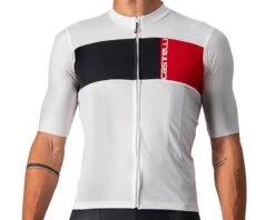 Castelli Prologo 7 Short Sleeve Jersey (Ivory/Light Black-Red) (S)