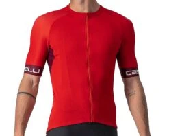 Castelli Entrata VI Short Sleeve Jersey (Red/Bordeaux-Ivory) (XS)