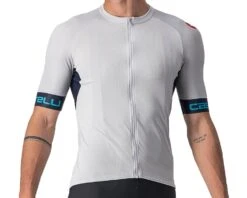 Castelli Entrata VI Short Sleeve Jersey (Silver Grey/Saville Blue/Blue Sky) (S)
