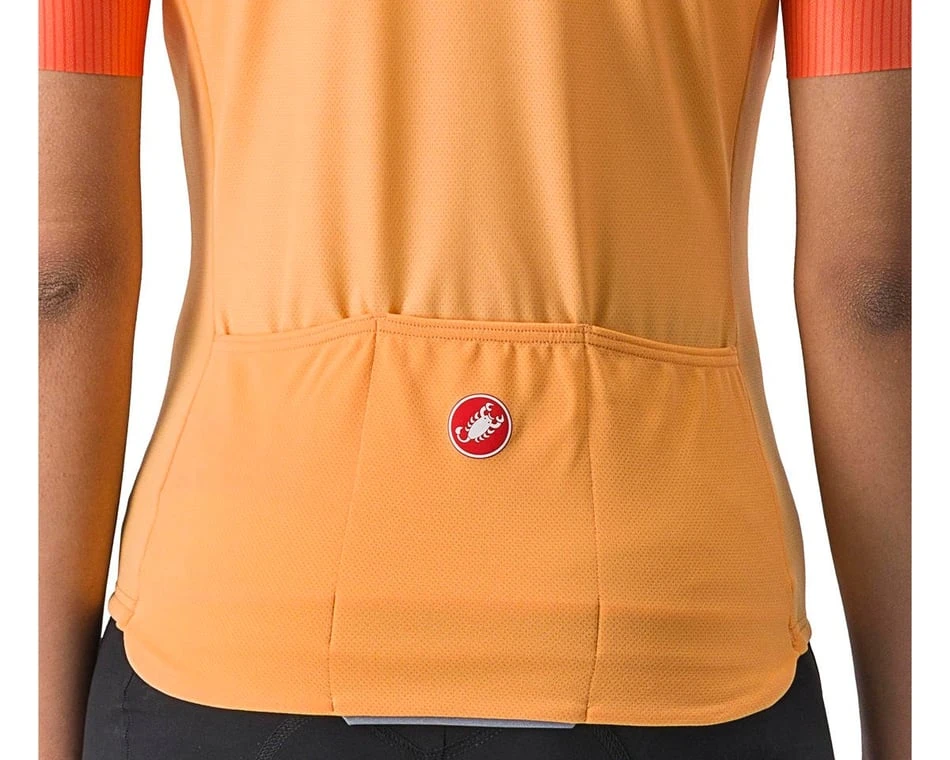 Castelli Women's Velocissima Short Sleeve Jersey (Soft Orange/Scarlet Ibis) (S) 3 Castelli Women's Velocissima Short Sleeve Jersey (Soft Orange/Scarlet Ibis) (S) - Image 3
