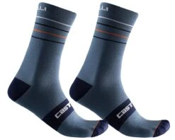 Castelli Endurance 15 Socks (Light Steel Blue/Pop Orange/White) (2XL)
